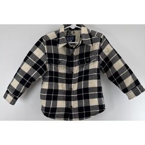Toddler Boys 3T Plaid Sherpa-Lined Shacket - Black